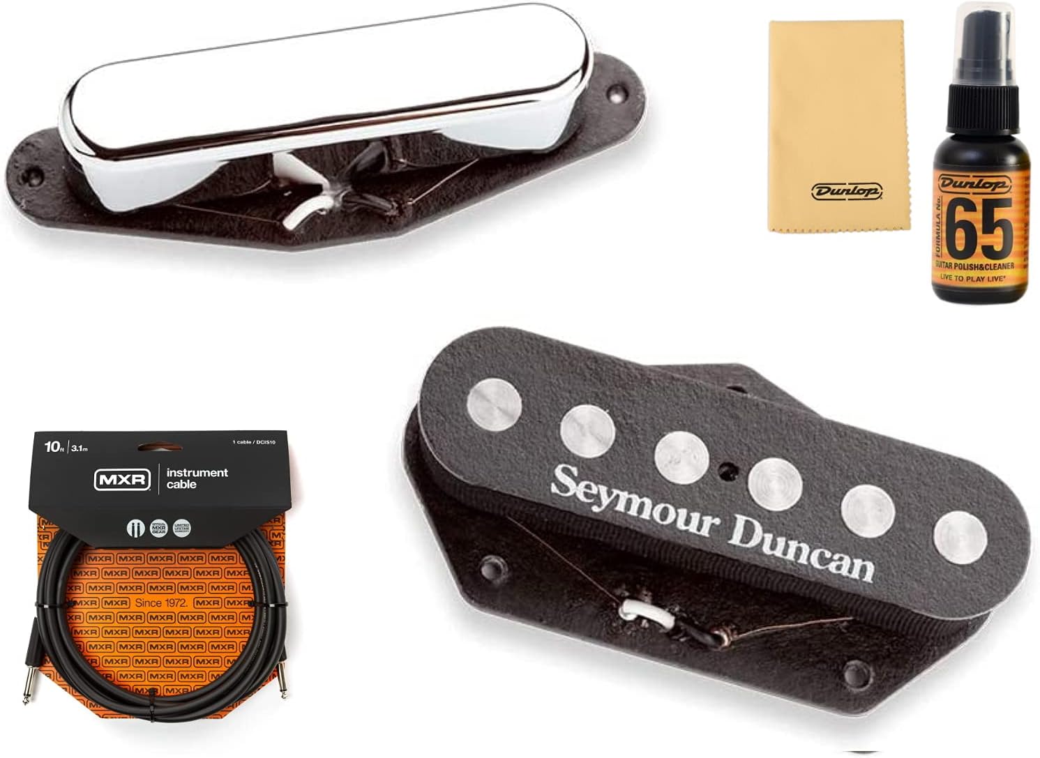 Briskdrop Seymour Duncan Quarter Pound Tele Pickup Set Bundle with MXR Instrument Cable and Dunlop Polishing Kit