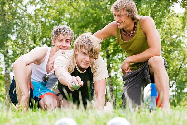 Lot de 8 boules de pétanque avec accessoires pour activités de plein air Motifs gravés Couvercle 22915 - 3