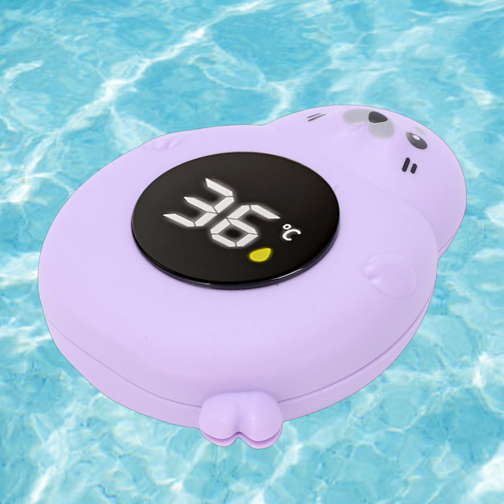Adorable Cartoon Seal LED Digital Water Temperature Thermometer Toy for Baby Toddler Bathtub, Portable and Convenient (Purple) — view 3