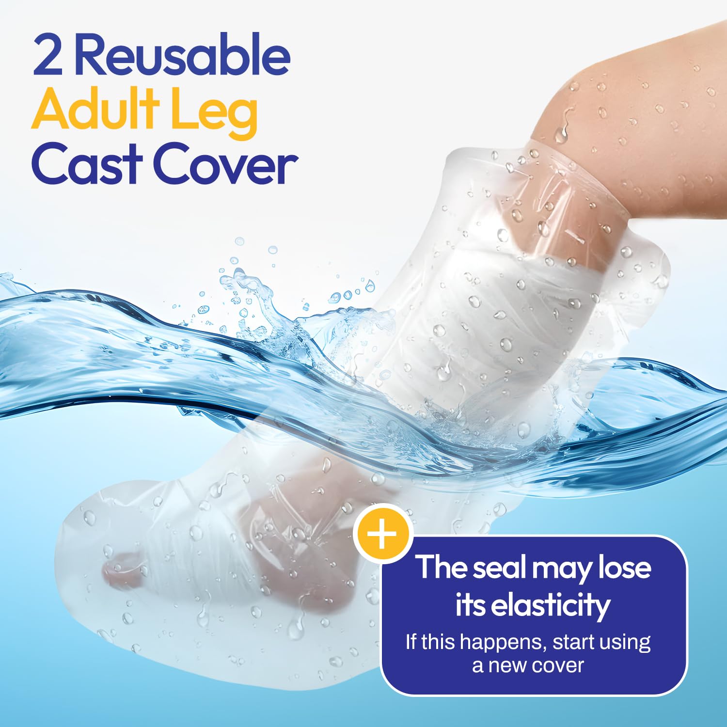 ALLAY Cast Covers for Shower Leg - 2Pcs Leg Cast Cover for Showering - Watertight Sealing Cast Shower Cover Leg – Reusable Cast Cover for Foot, Knee, Ankle - Waterproof Cast Cover Leg Adult