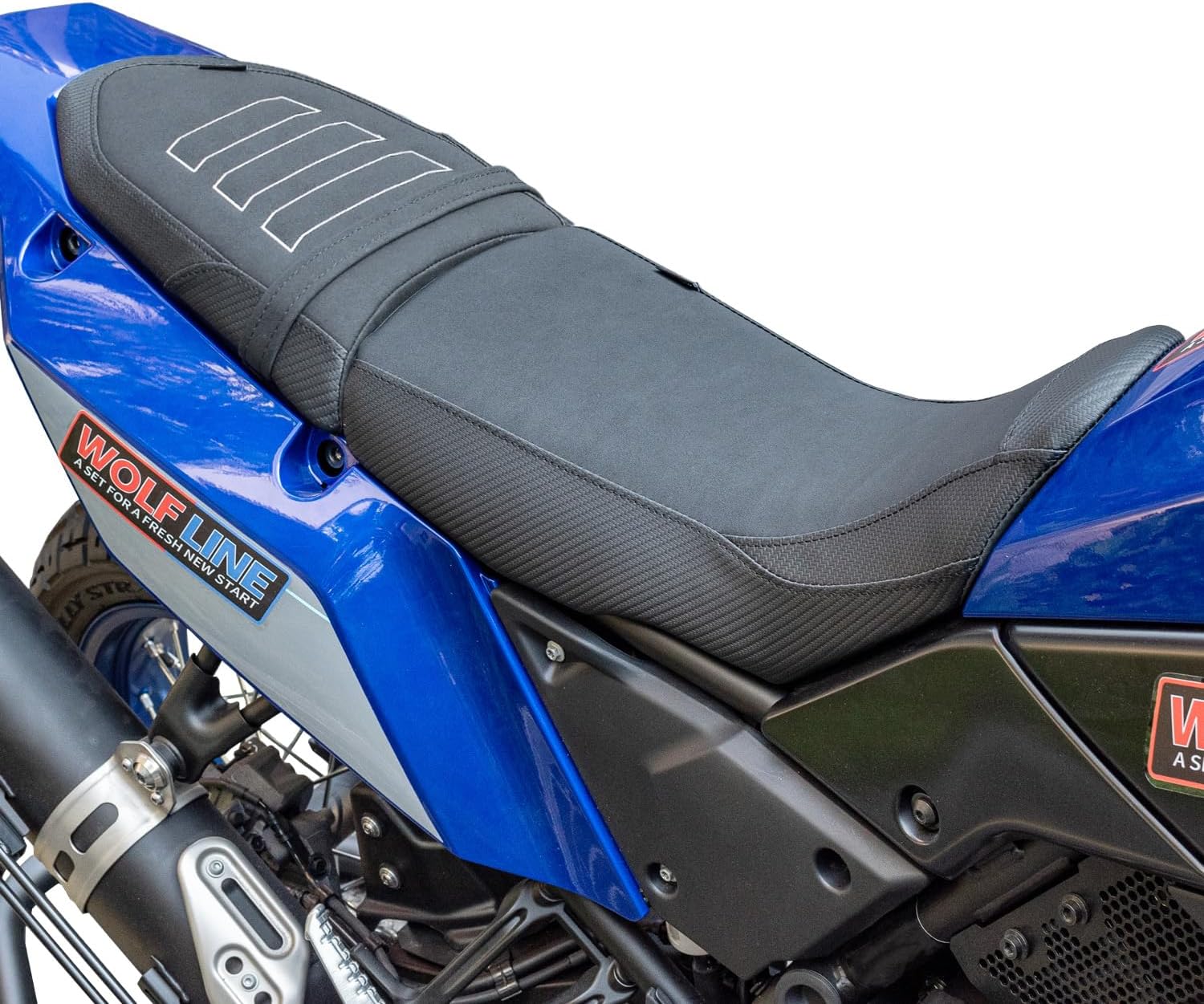 Motorcycle Leather Front Rider Saddle Solo Rear Passenger Seat Cushion Pillion Pad Compatible with Tenere 700 2019 2020 2021 2022 2023 2024, Black