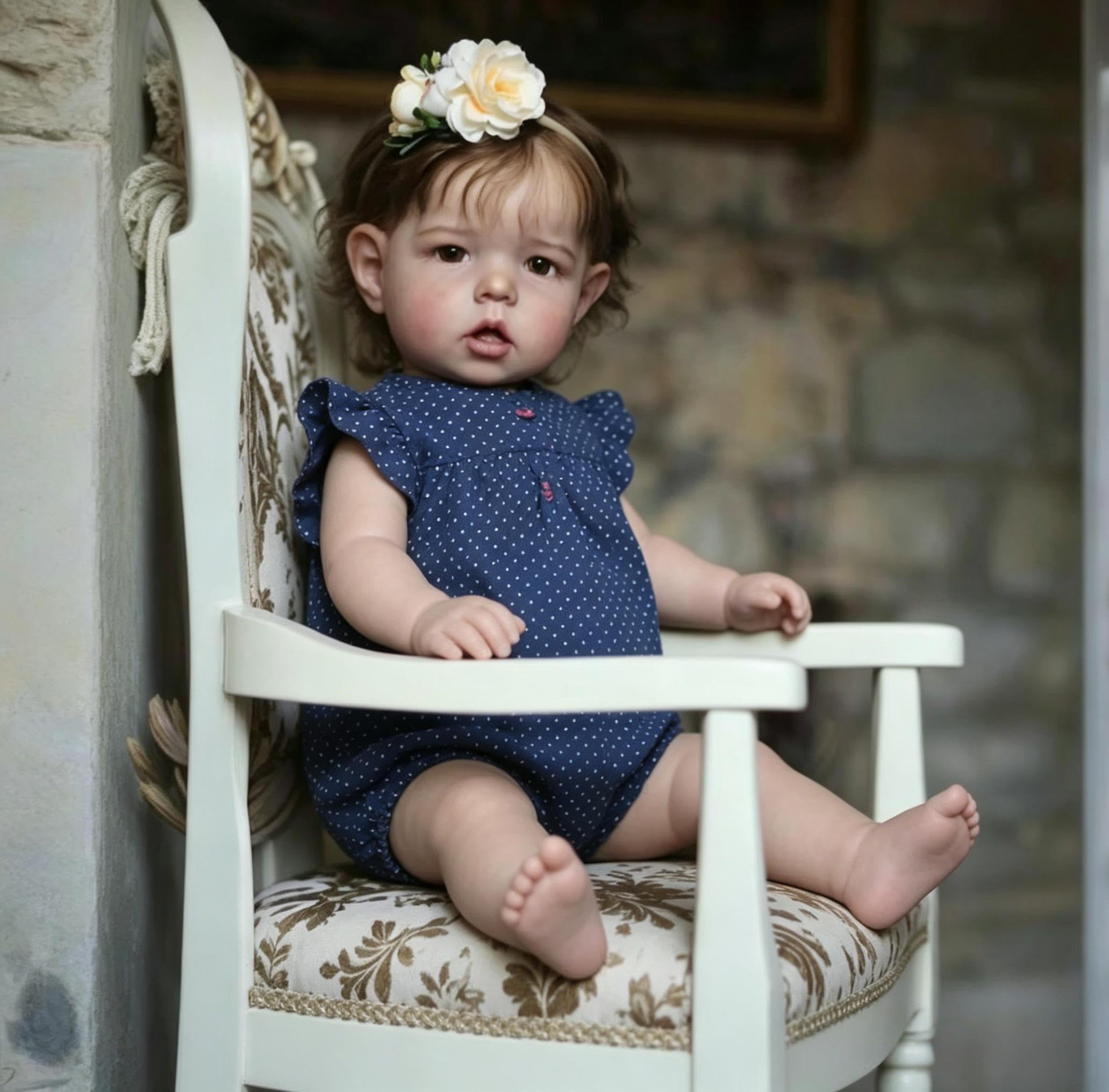 RXDOLL Big Size Reborn Baby Dolls Girl 28 Inch Realistic Reborn Toddler Dolls that Look Real Lifelike Soft Cloth Body Weighted Reborn Toddler Girls with Brown Hair for Kids Age 3+