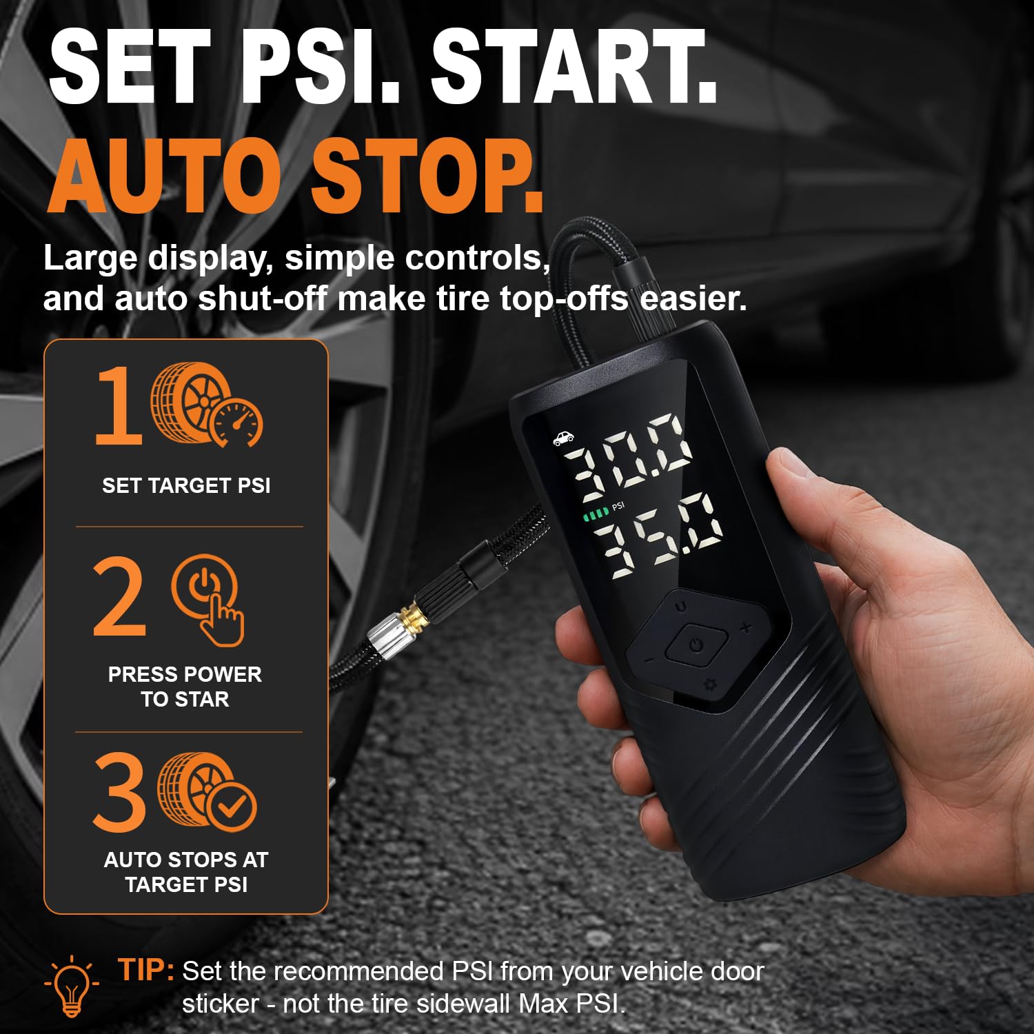 Portable Tire Inflator - 150 PSI Air Pump -5