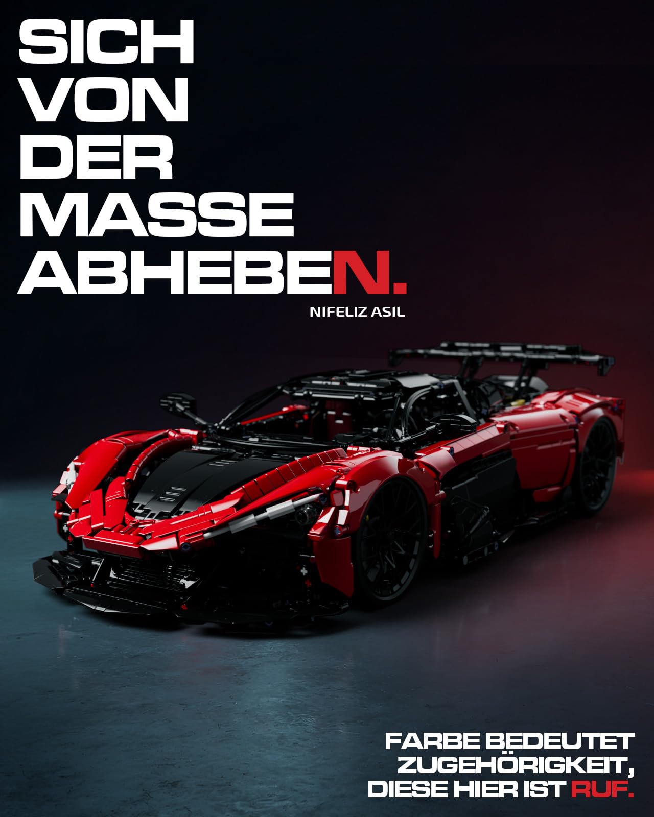 Nifeliz ASIL Auto-Modellbausatz für Erwachsene, Maßstab 1:8 Sammlerauto Technique Sportwagen Klemmbausteine Auto, Sammlerstücke für Zuhause oder das Büro (4,099 Teile, NF10293) | 1:8 Maßstab Advanced Collectible Car Model Set für Erwachsene, Display Gesch