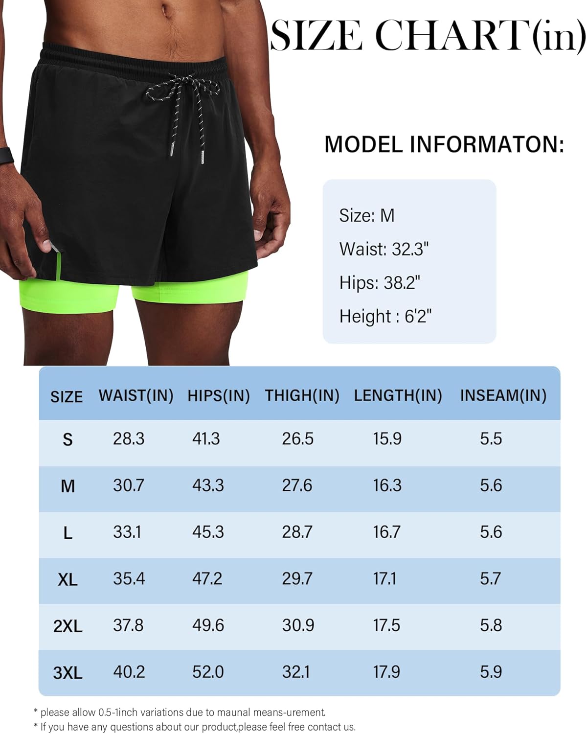 Mens Running Athletic Shorts with Zipper Pocket 5" Quick Dry 2 in 1 Liner Gym Sport Basketball Workout Swim - Image 6