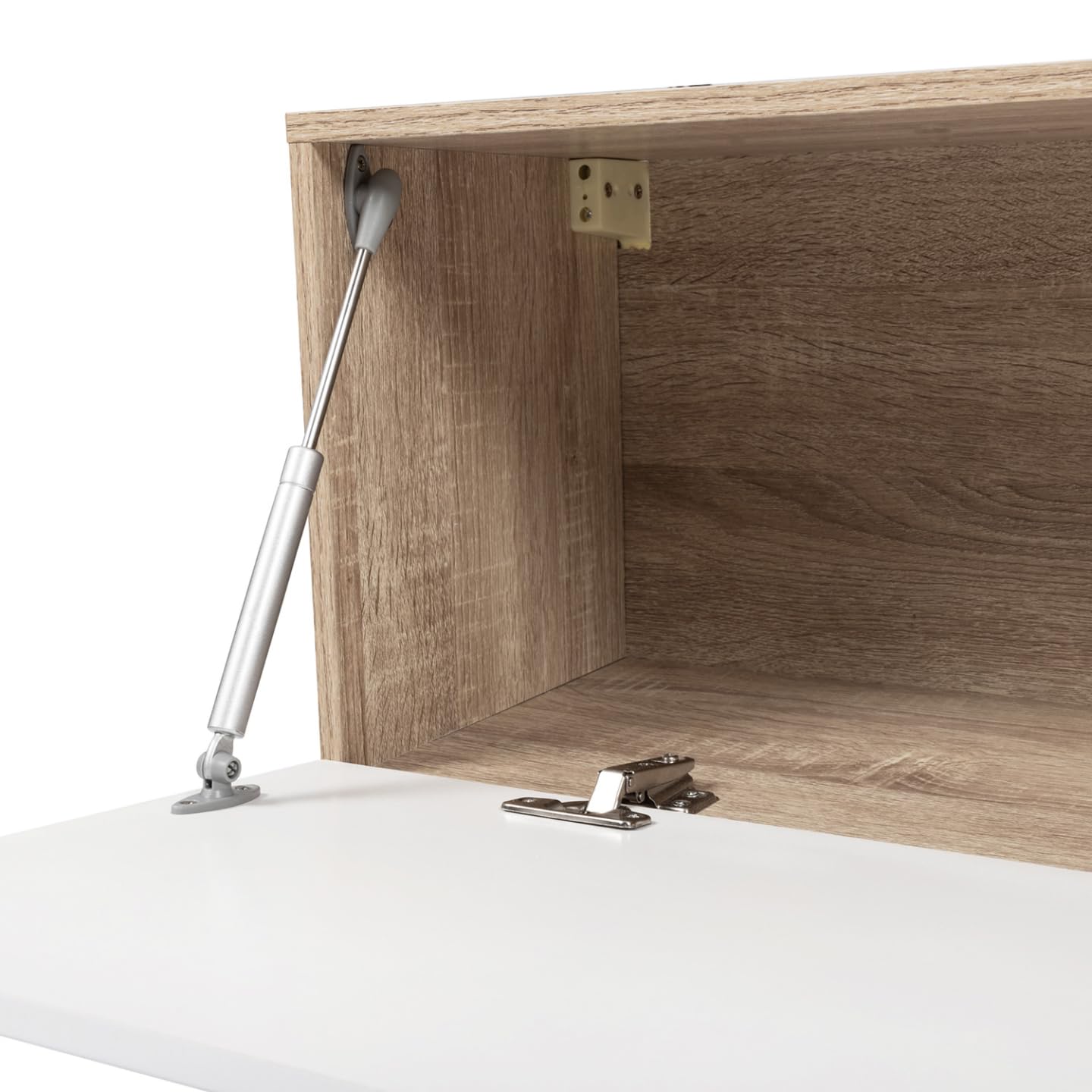 IDMarket - Mueble TV suspendido ELIO 2 puertas madera y blanco 180 cm