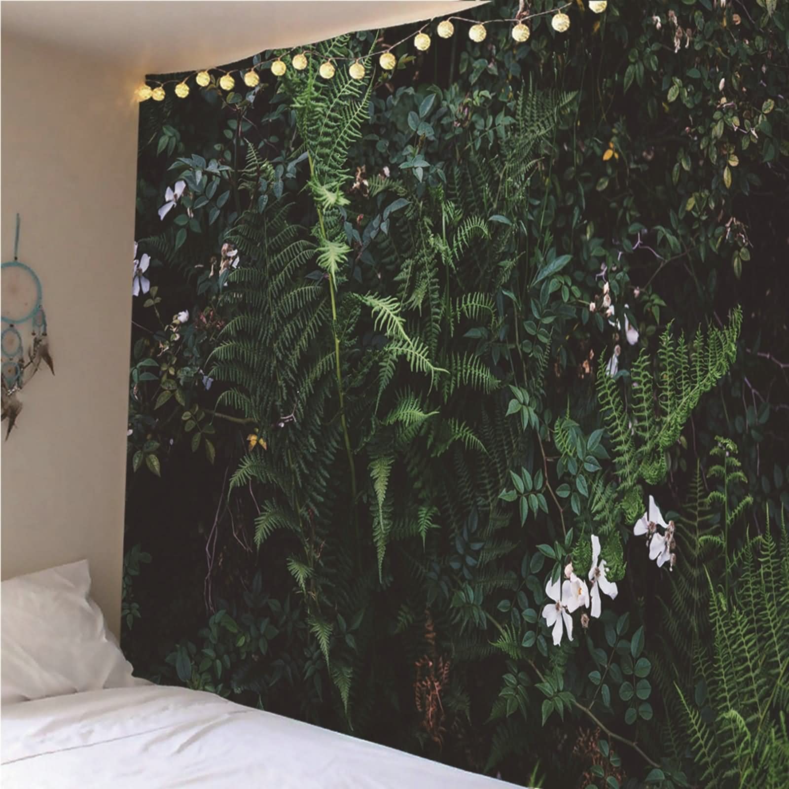 Tapiz Macramé Pared Grande, Decoración Baño Pared Planta Poliéster Verde 350x256CM Regalo Mujer Adornos de Arte
