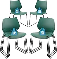 Vista 14 de Silla apilable para sala de espera, silla de oficina apilable con soporte lumbar ergonómico y patas de metal, sillas de escritorio de plástico