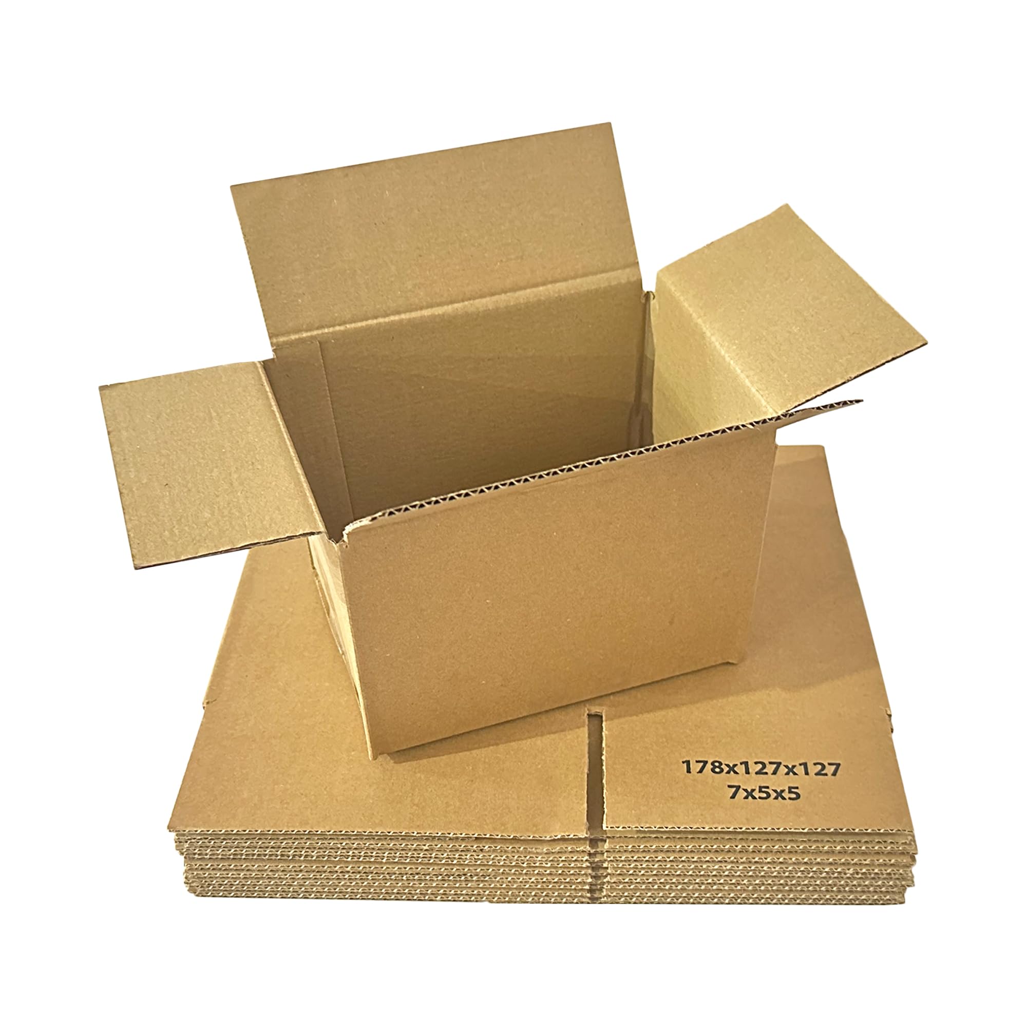 KAPCO 30 Small Cardboard Boxes (7 x 5 x 5”) Strong Single Wall Corrugated Recycled Kraft Postal Shipping Box | Mailing Cartons, Packing, Shipping, Gift Packaging & Mailer Boxes (178 x 127 x 127mm)