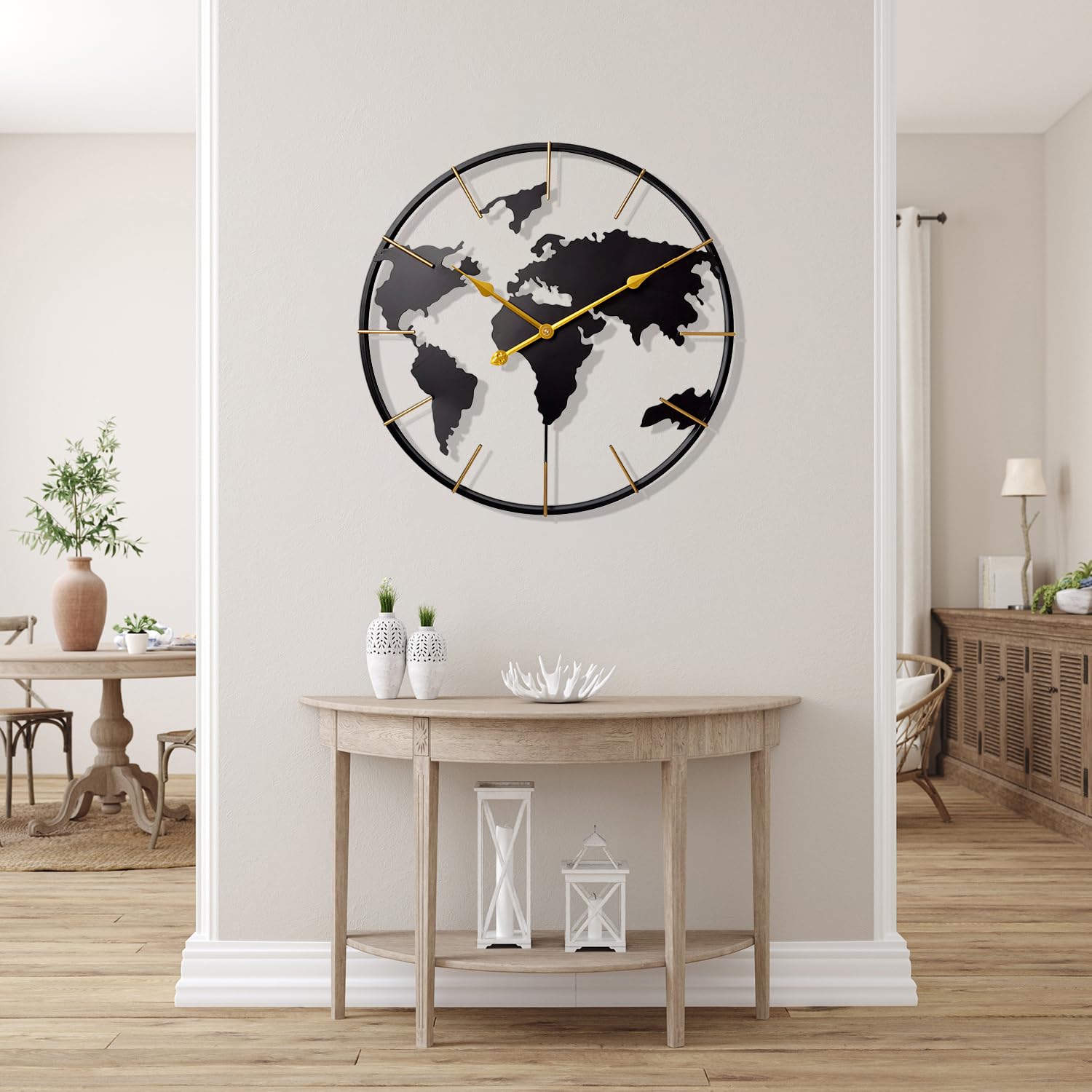 Grote minimalistische moderne ronde metalen wandklok, stil, niet tikken, werkt op batterijen voor woonkamer, huis, keuken, slaapkamer, kantoor