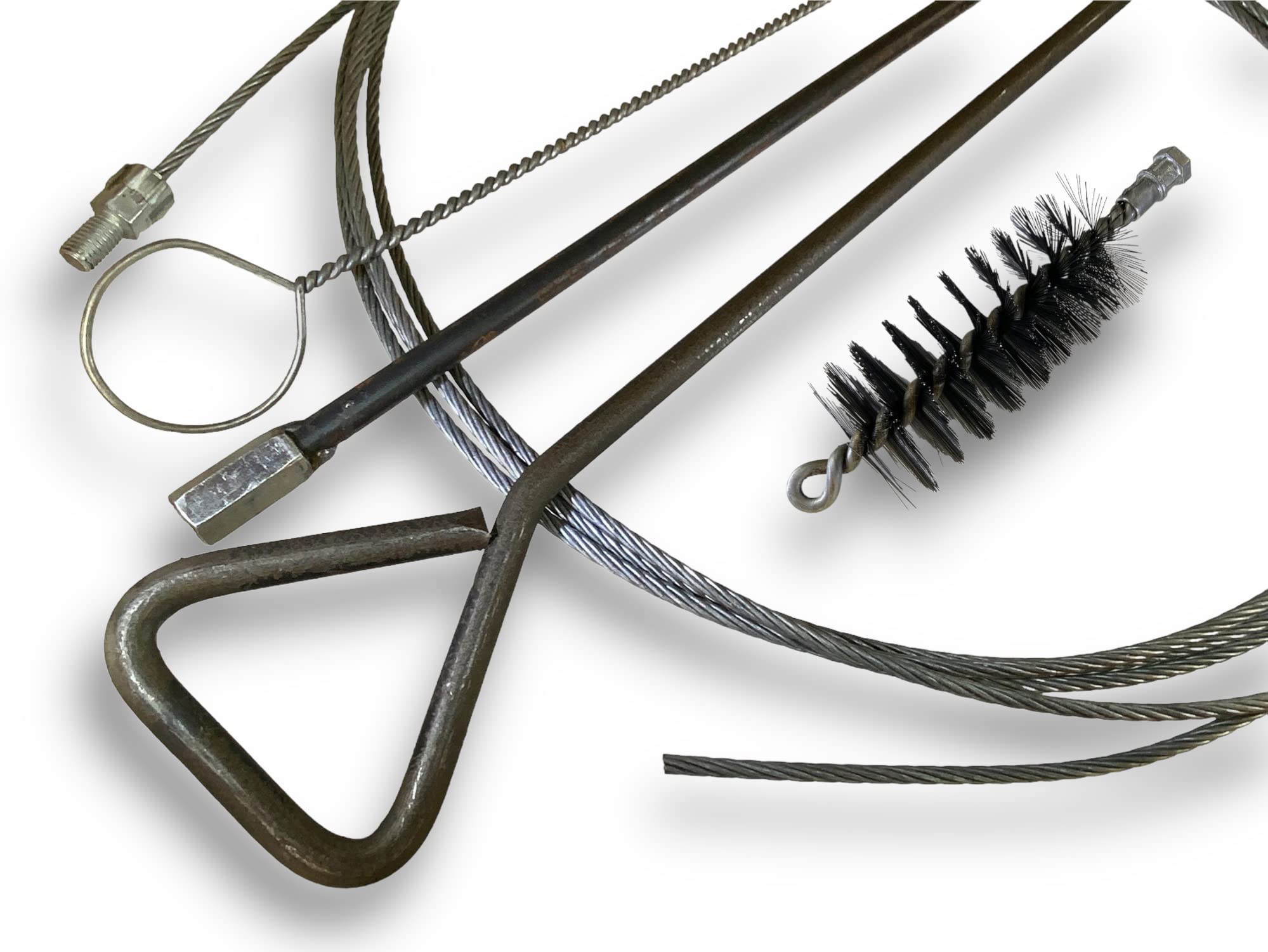 Zestaw szczotek do rur PRO Steel Ø 60 mm | 1 drążek sztywny 100 cm + przedłużacz 100 cm + 1 elastyczny pręt 80 cm + 1 fretka kablowa 7 metrów | Złączka M12*175 | Szczotka do czyszczenia rur | Kibros 41SCA60TF