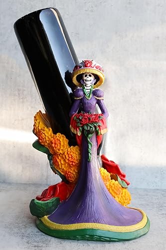 Miniatura 8 de Ebros Gift Calavera gótica Dancing Lady Catrina, diseño de calavera de azúcar, rosas rojas y naranjas, 9.25 pulgadas de alto