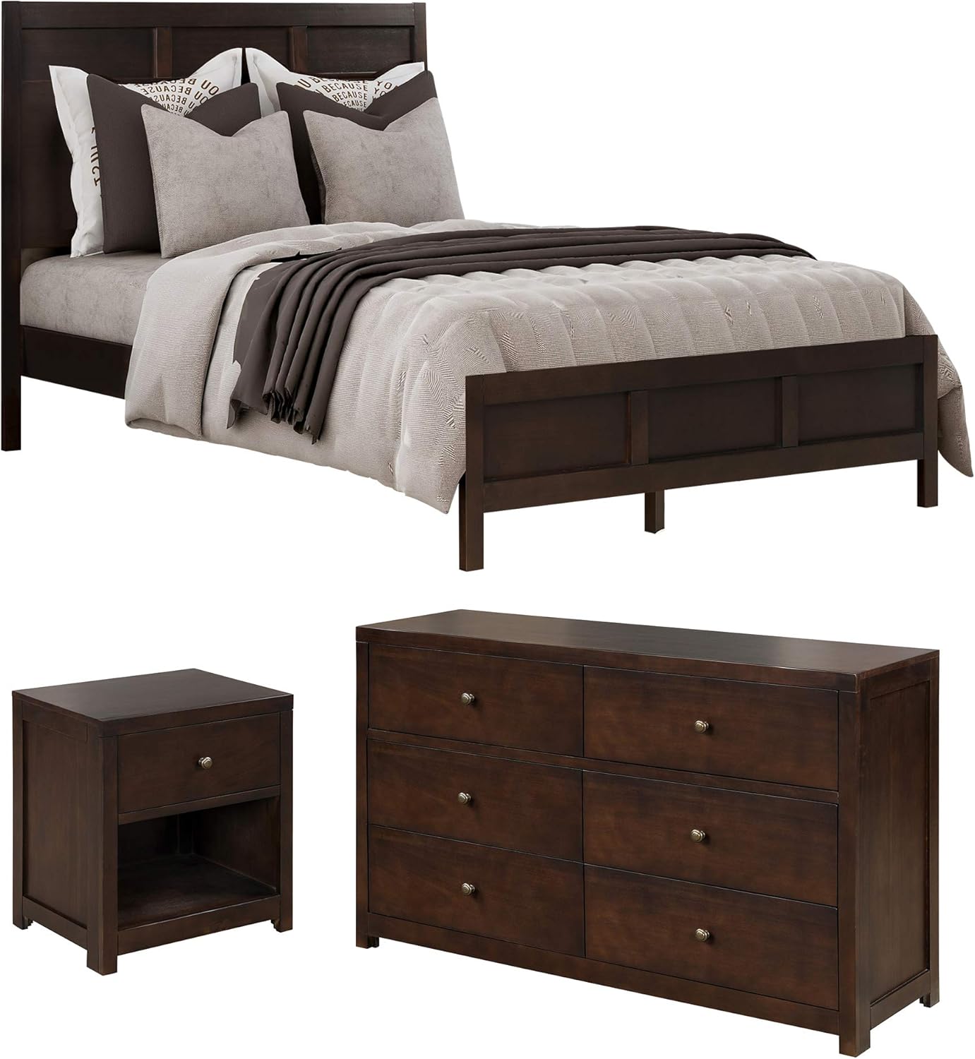 Merax 3 Pieces Bedroom Furniture Set, Bedroom Set with Full
