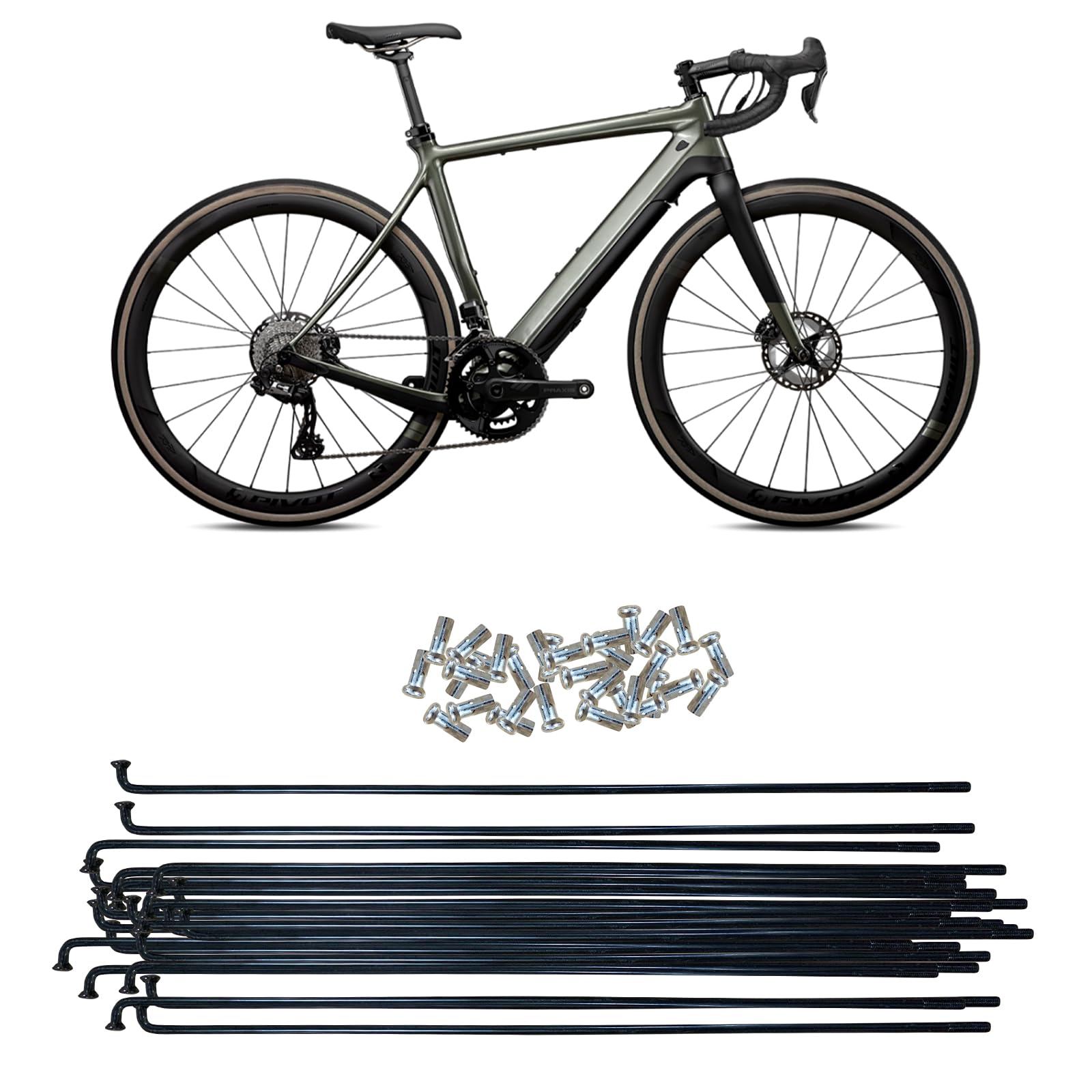ACESOME szprychy rowerowe 10/36 sztuk z sutkami, 71-253 mm, średnica 2,5 mm, stal górska/stal nierdzewna, szprychy 12 g, do szprych rowerowych MTB, downhill, trekkingu, innych i rowerów miejskich