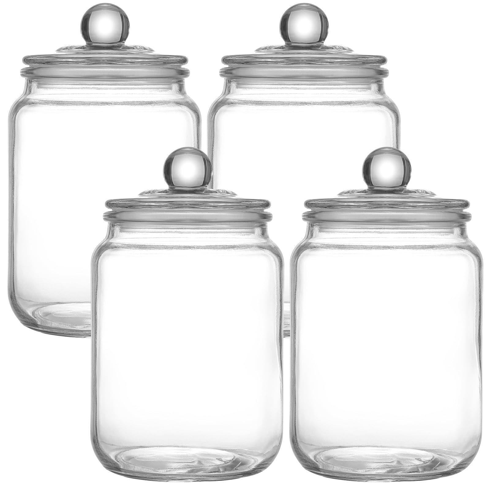 MRZIKPO Glass Jars with Airtight Lid Set of 4, Food Jars 34 oz, Pickle Jars, Canning Jars, Glass Containers, Suitable for Kitchen, Pickles, Flour,