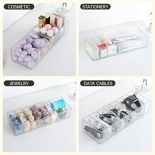 Miniatura 6 de Paquete de 2 cajas organizadoras de almacenamiento de cables con 8 compartimentos y 14 bridas de alambre, organizador de cargador apilable,