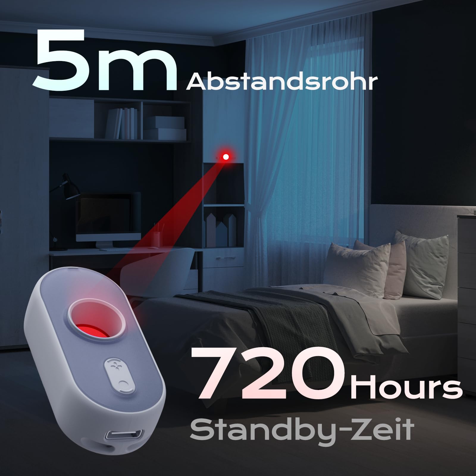 Détecteur de Caméra Cachée 3 en 1- Détecteur de Caméras Espionnes avec Alarme Vibrante et Lampe Torche LED Détecteur Micro Caméra Espion pour Bureau, Hôtel, Maison, Alarme de Sécurité