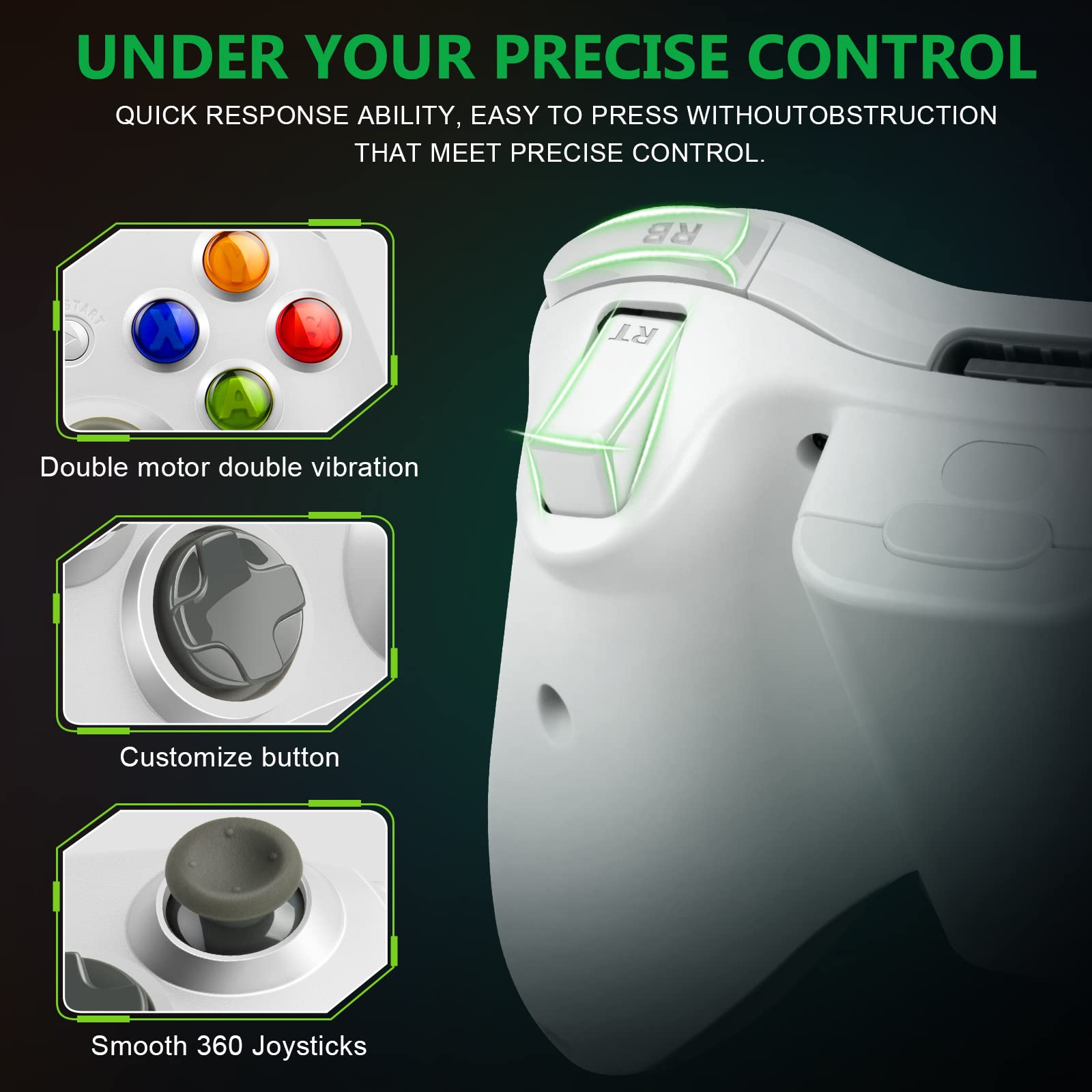 Labtec Controller Wireless per Xbox 360, Gamepad Joystick Wireless 2.4GHZ per Console Xbox 360 & Slim e PC Windows XP/7/8/10/11
