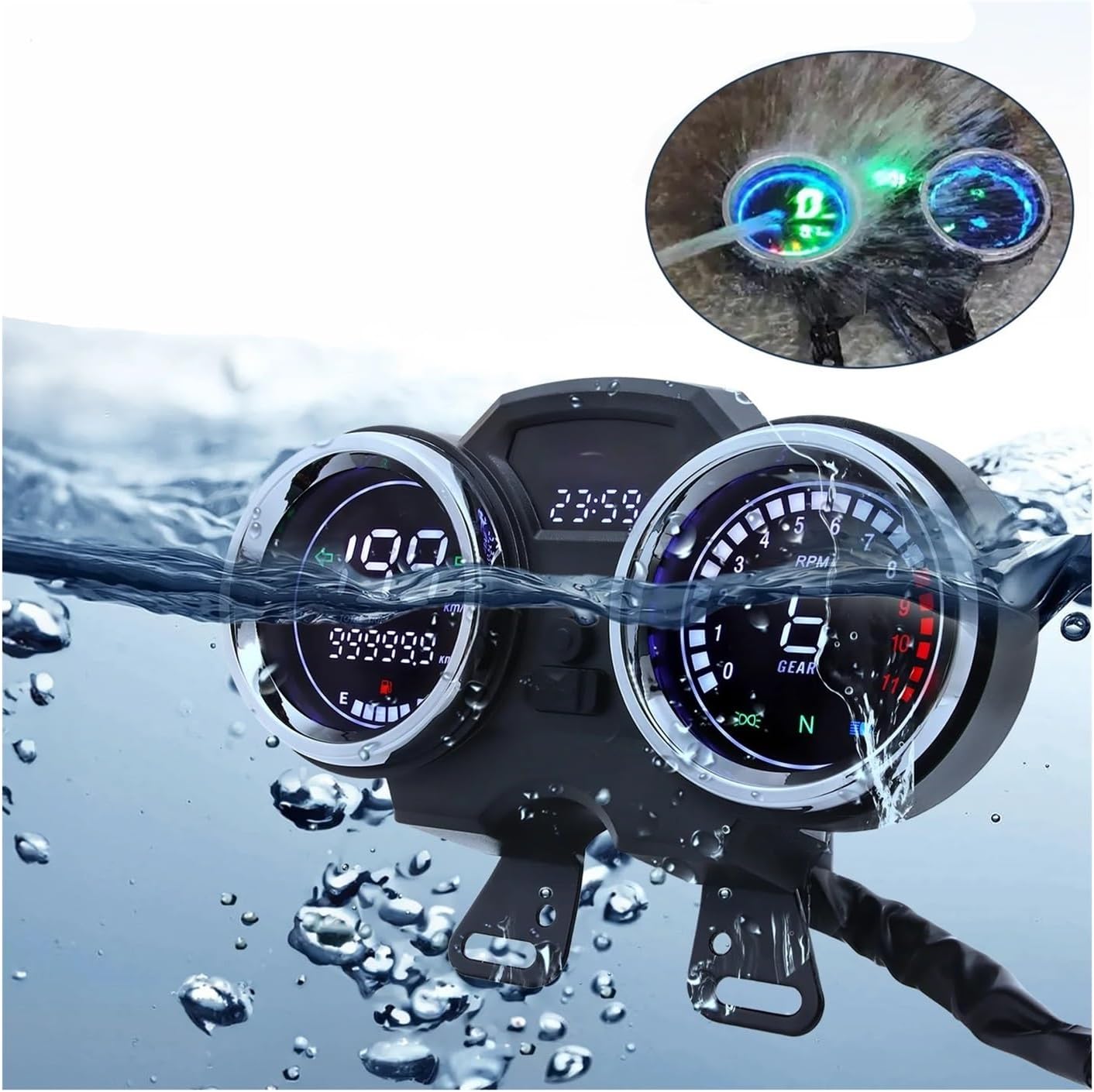 Speedometer Gauge Motorcycles Speedometer Tachometer Gauge for GN125 Universal Display Dashboard Odometer Motorcycle Digital Instrument