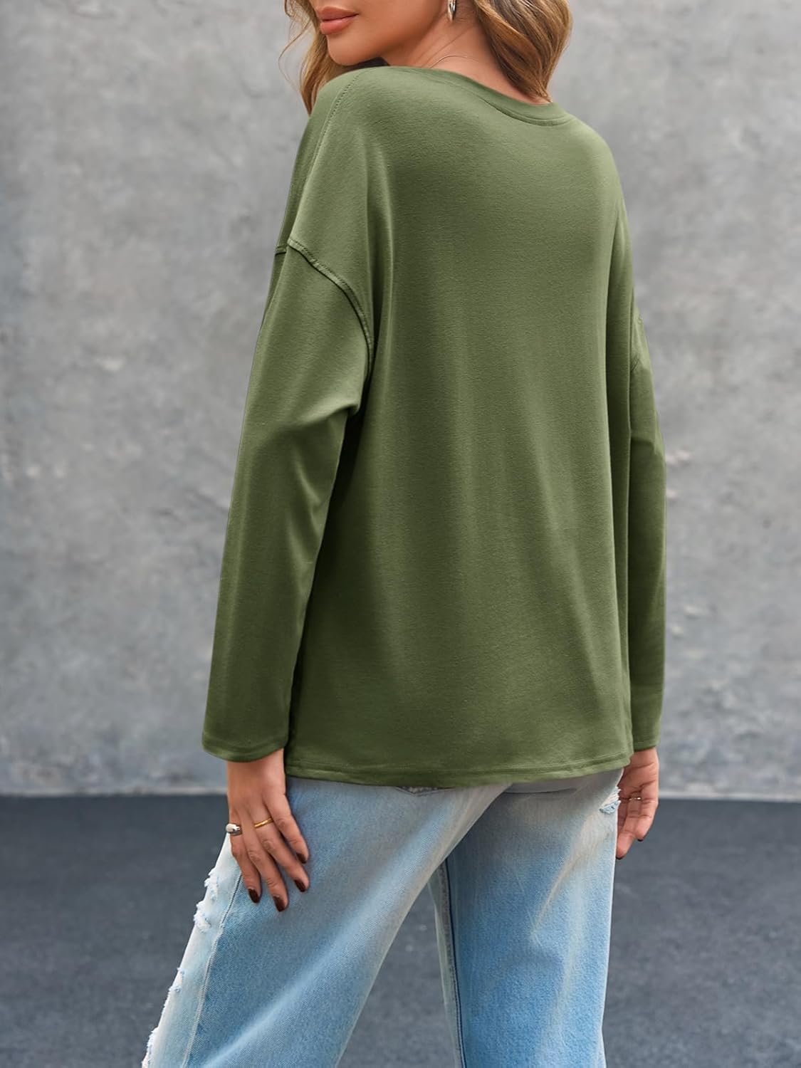 Cicy Bell Womens Oversized Long Sleeve T Shirts Casual Crewneck Trendy Tunic Tops 2025 Loose Fit Basic Tees - Image 2