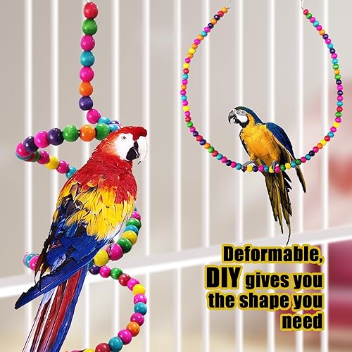 Miniatura 6 de Juguetes de periquitos, 7 piezas de juguetes coloridos para pájaros para periquitos, jaula de pájaros para mascotas, hamaca, escaleras, juguete para