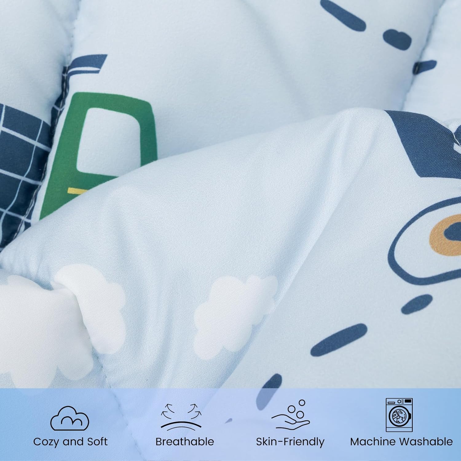 david's kids 4 Piece Toddler Bedding Set - Soft Breathable Toddler Bedding Set for Boys Girls, Includes Quilted Comforter, Flat Sheet, Fitted Sheet and Pillowcase, Truck