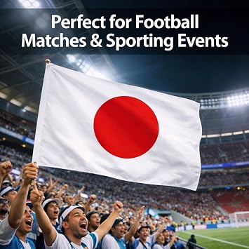 Japan Flag 5ft x 3ft with Brass Eyelets – Polyester Japanese Flag Banner for Sports Events, Cultural Display, Home & Garden Display
