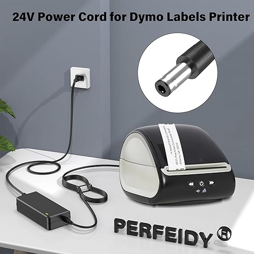 Charger Power Cord for Dymo Labels Printer 400 4XL 450 5XL 550,24V UL Power Supply for Dymo Label Thermal Twin Turbo Duo Labels Printer 1752264 153434 93089 LabelWriter