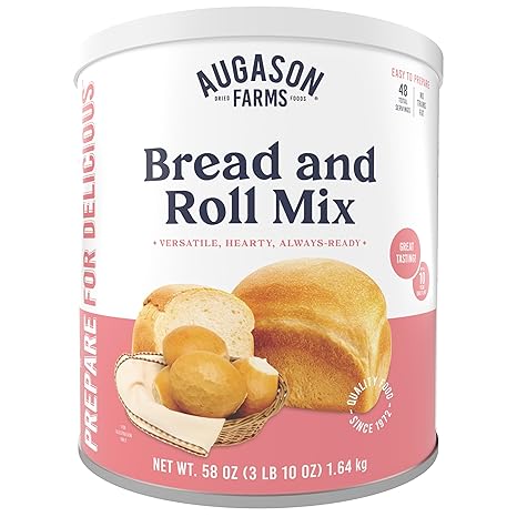 Bread and Roll Mix Can Emergency Food Supply, 48 Servings, 10 Year Shelf Life - Makes 6 Loaves or 72 Bread Rolls for Prepared Meals Ready to Eat