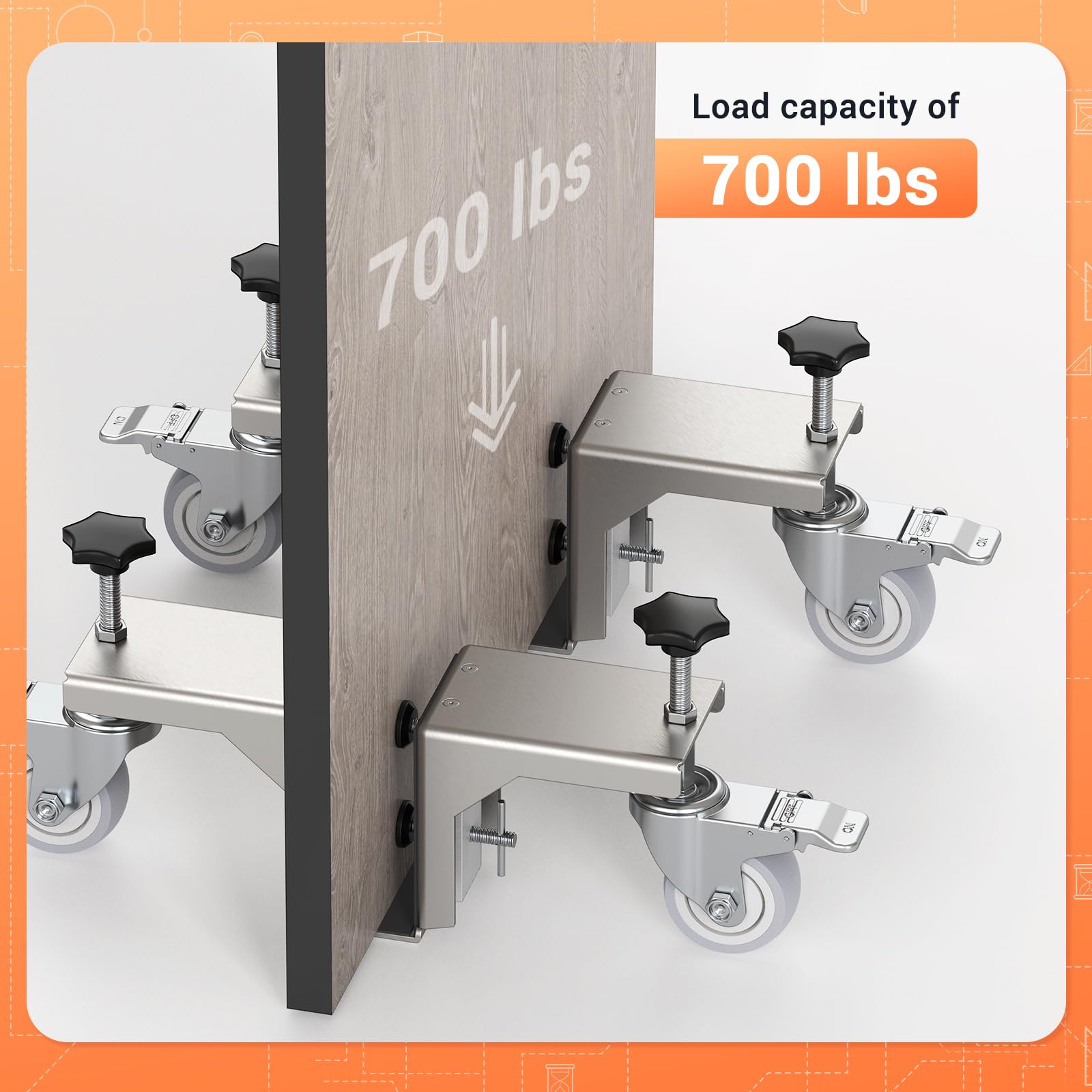 Chariot De Porte Réglable - Lot De 2, Capacité 80 Kg, Pour Panneaux 25-45 Mm | Outil Installation Porte, Déplacement Meubles