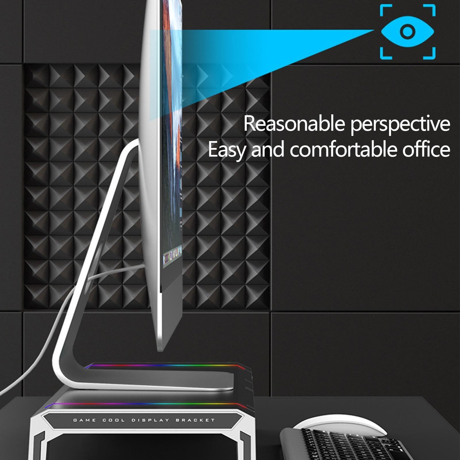 Générique Supporto monitor - Organizzatore da scrivania per monitor del | computer - Supporto per computer portatile per stampante PC pieghevole leggero RGB con 4 porte Hub USB3.0, 9 modalità di