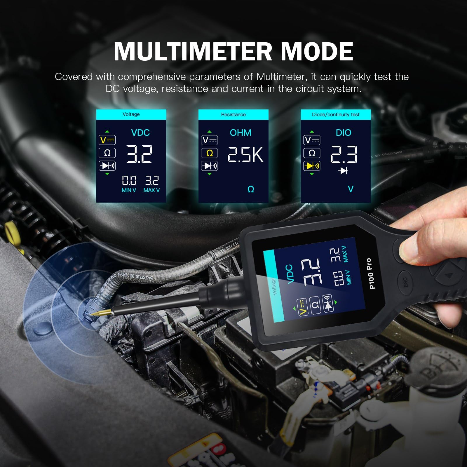 Multimeter-Tester, PS100 Kfz-Stromkreistester, Stromkreisprüfer-Set, Diagnosewerkzeug for elektrische Systeme