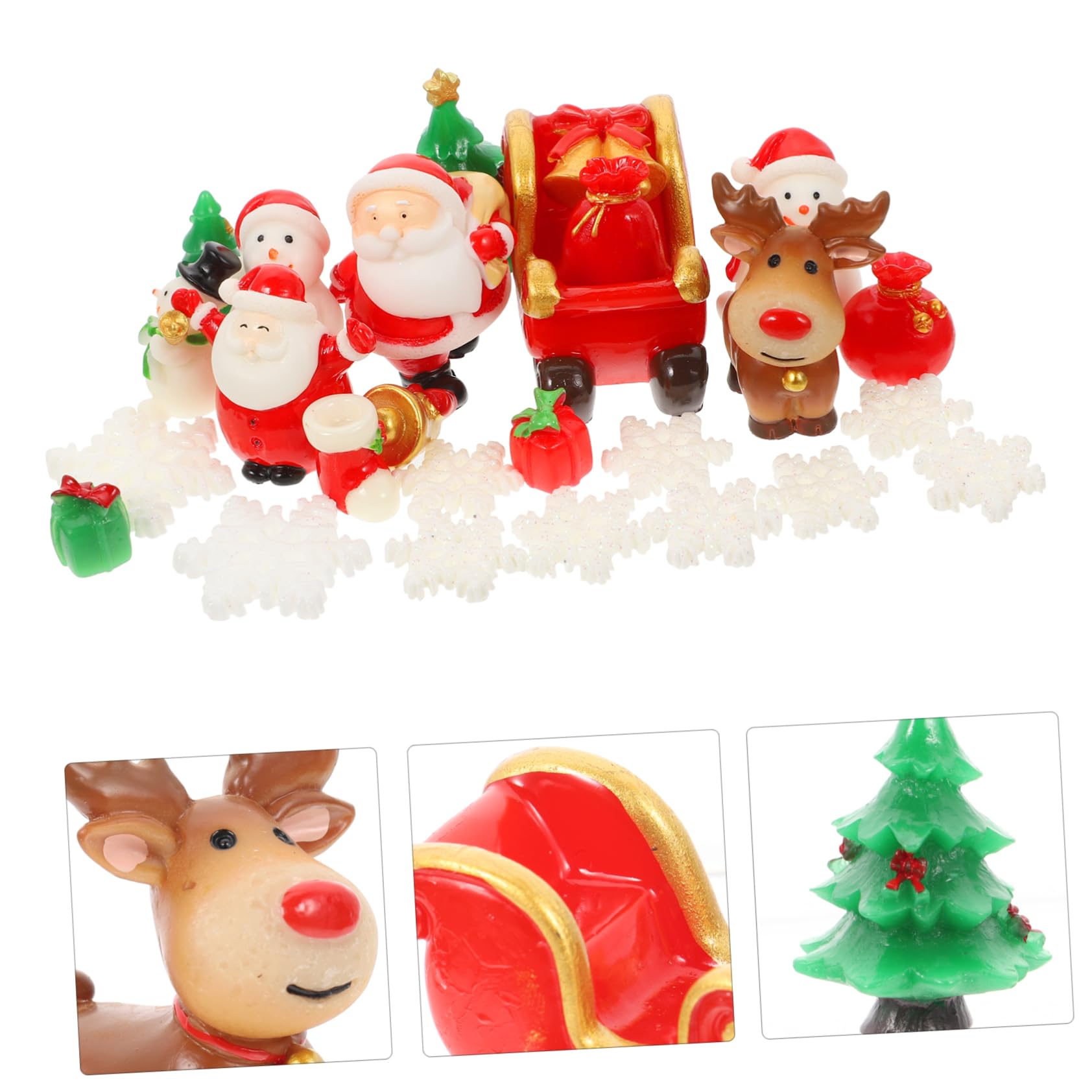 EXCEART 27pezzi Mini Ornamenti Natalizi in Resina Pinzetta Ornamenti di Cartone Animato Micro Paesaggi Natalizi Decorazioni per Casa e Giardino