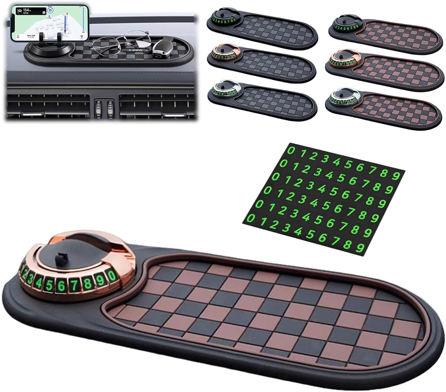 SNNAQSFR 2026 New Multifunctional Car Dashboard Mobile Phone Holder Anti Slip Phone Mat for Car Rotatable Car Dashboard Accessories with Temporary Car