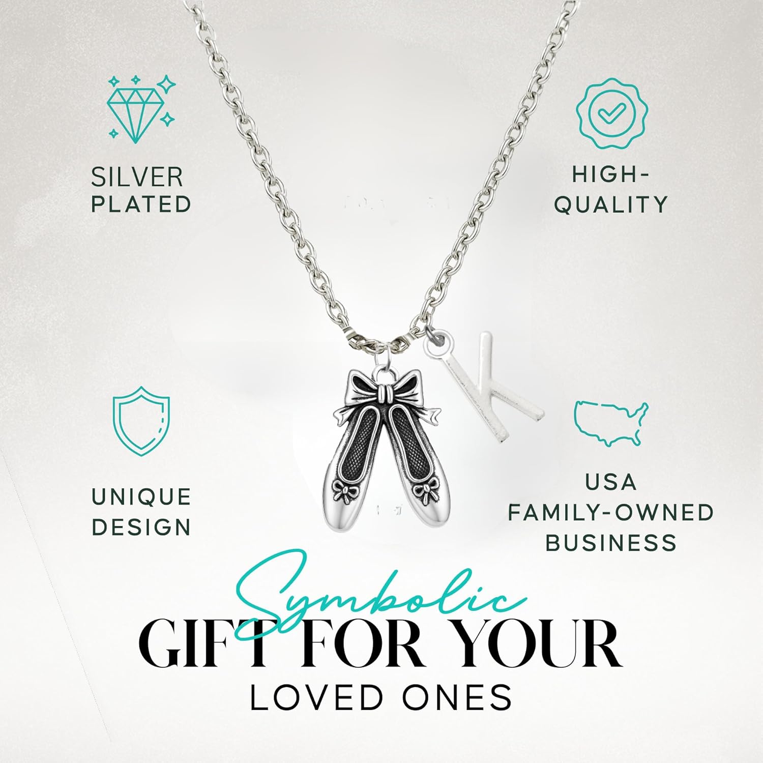 Personalized Ballet Necklace with Initial Charm – Dance Jewelry with Ballet Shoe Pendant, Custom Gift for Dancers, Recitals, Dance Teachers & Teams - Image 2