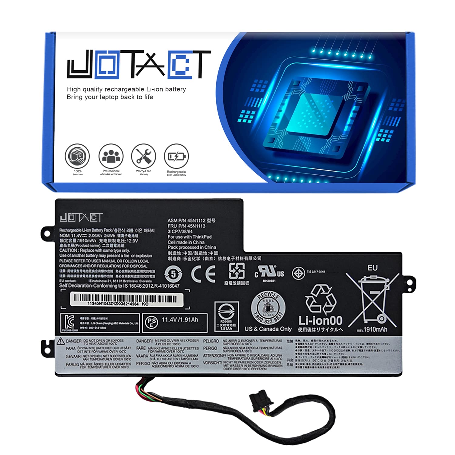 JOTACT 45N1112（11.4V 24Wh/2060mAh 2-Cell） Laptop Battery Compatible with Lenovo ThinkPad T440 T440S 