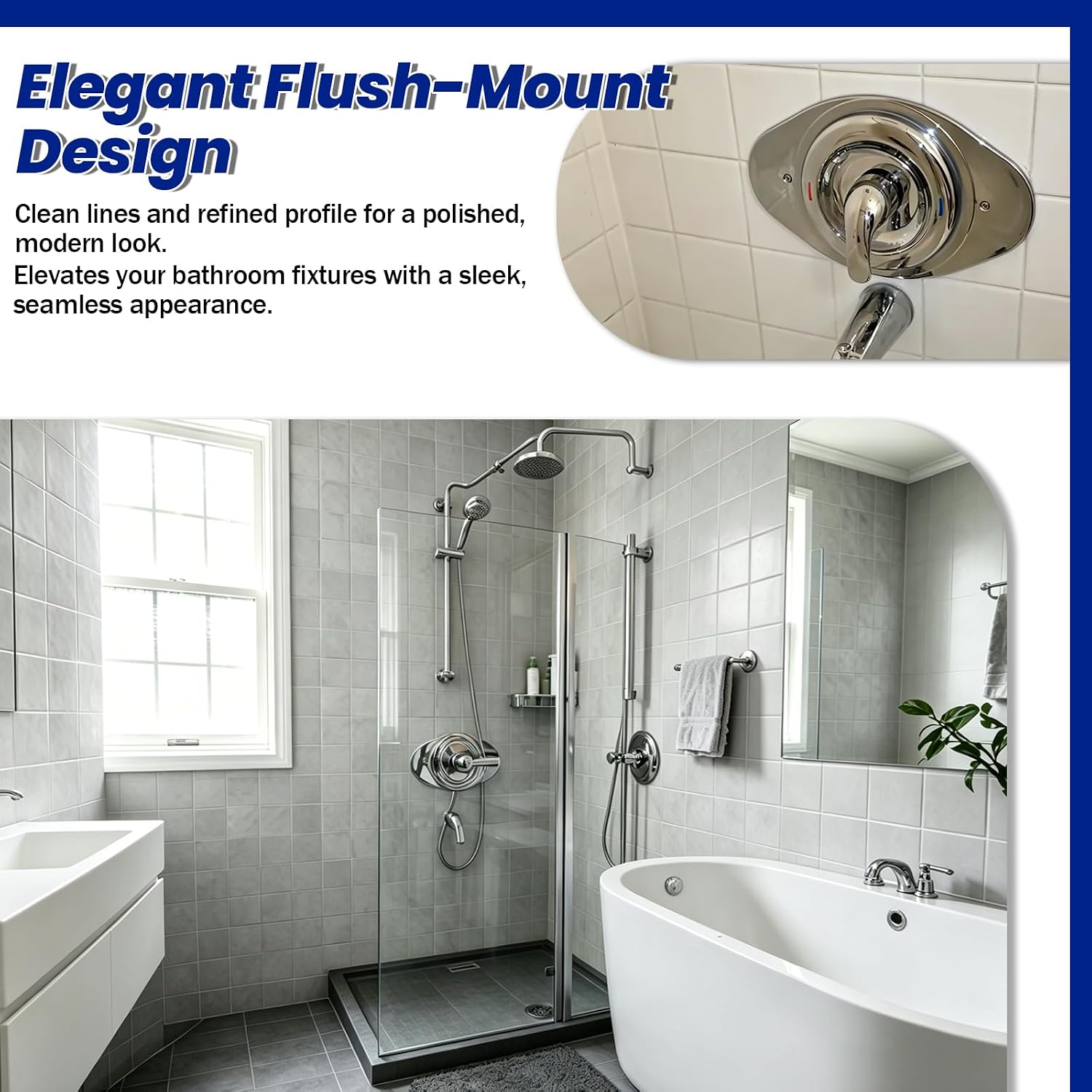 Shower Valve Remodel Cover Plate for Delta, Moen, Kohler, 2-3 Handle Single | RP29827 One Hole Oversized Escutcheon Trim Plate, 13"W x 8-1/8"H, Covers 8" Centers, Chrome Finish
