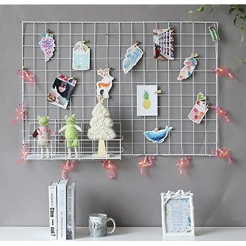 Wire Wall Grid Iron Mesh Panel Pin Board DIY Photo Wall Decoration for Photo Collages and Postcards 65 x 45 cm Pack of 2
