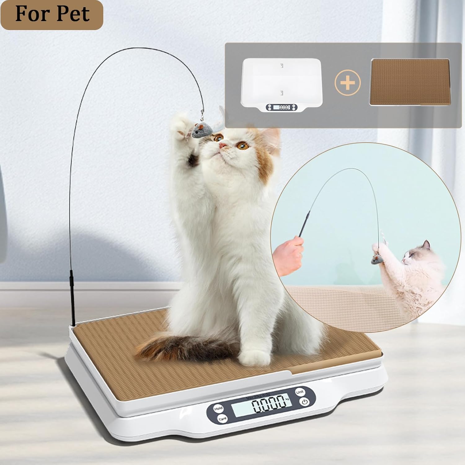 Pet Scale for Cats and Puppy,Baby Weighing Scale,Digital Scale with 2 Tray and Cat Scratcher,Up to 66 Lbs,Multiple Weighing Scale for Small Animals,Cats, Dogs