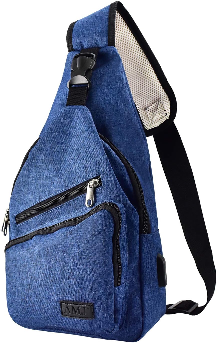 AMJ Crossbody Messenger Bag, Sling Shoulder Backpack for Men & Women, Travel Chest Daypack for Hiking, Camping, Outdoor