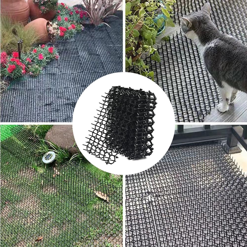 Felpudo repelente para gatos, 8 unidades, disuasor para gatos, de plástico, apto para césped, jardín, interior y exterior, 20 x 15 cm, con 8 anclajes a tierra