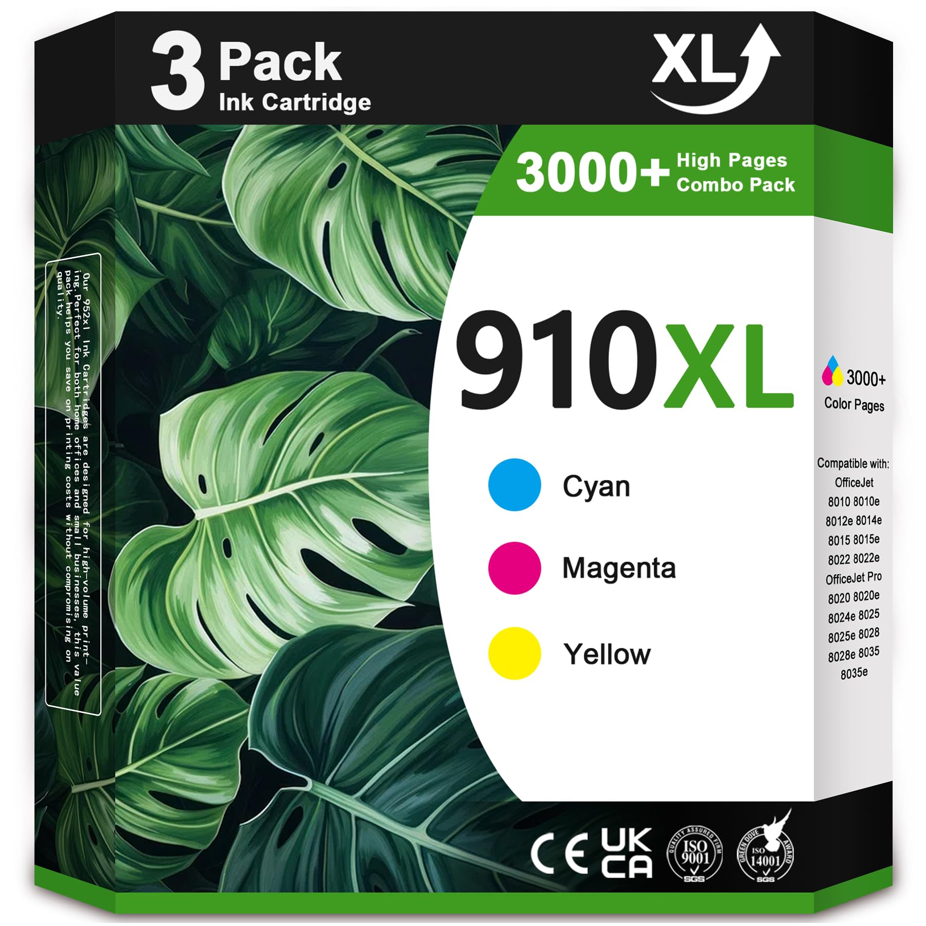 PikBey 910XL Cyan, Magenta, Yellow Ink Cartridges High Yield (3-Pack Color) Compatible Replacement for 910XL 910 XL Ink for OfficeJet Pro 8010 8020