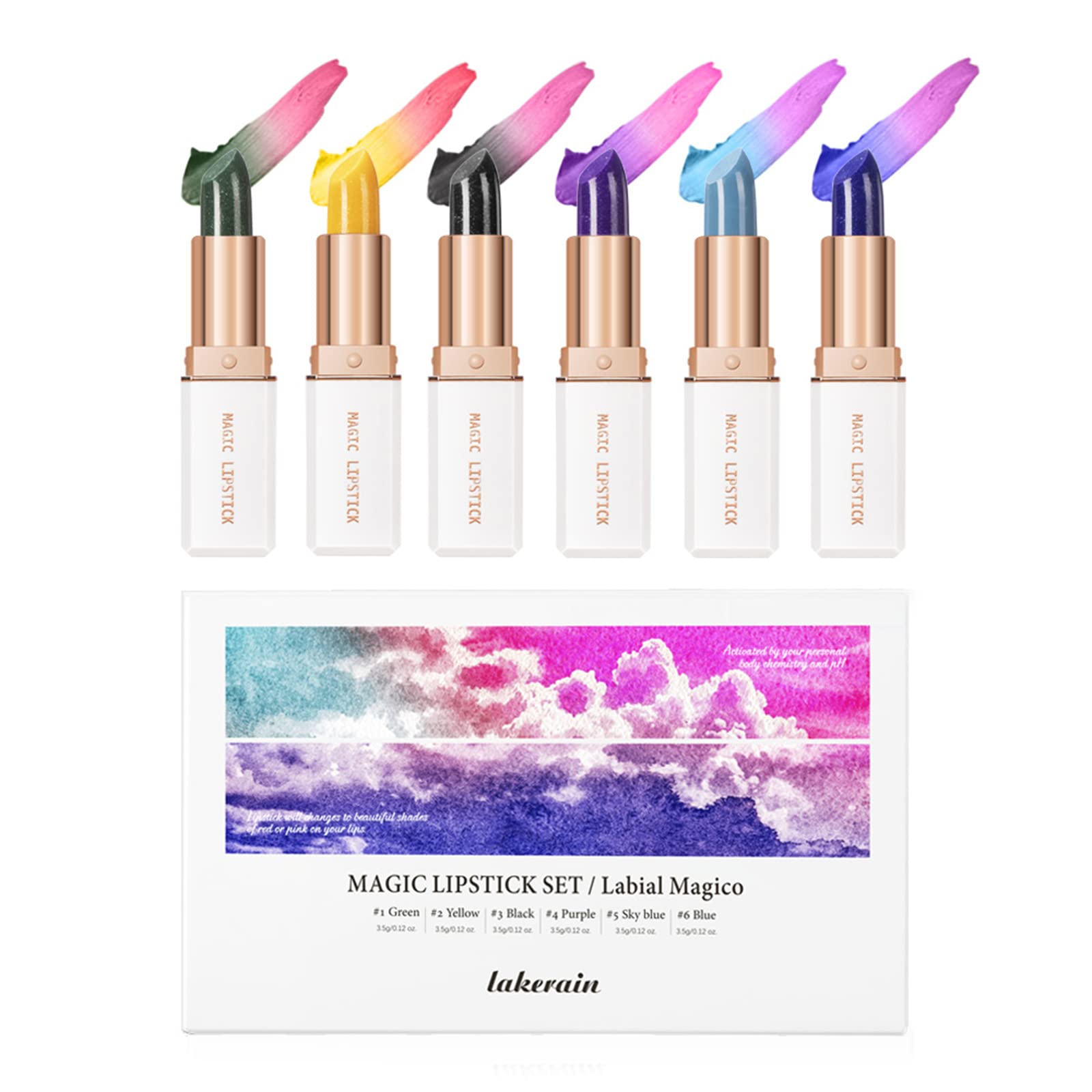 MKNZOME Juego de Pintalabios, 6 Colores Lápices Labiales Magico Que Cambia de Color Brillo Labios, Impermeable Larga Duradero Taza Antiadherente, Regalo Set de Maquillaje de Labios para Mujer Niñas#2