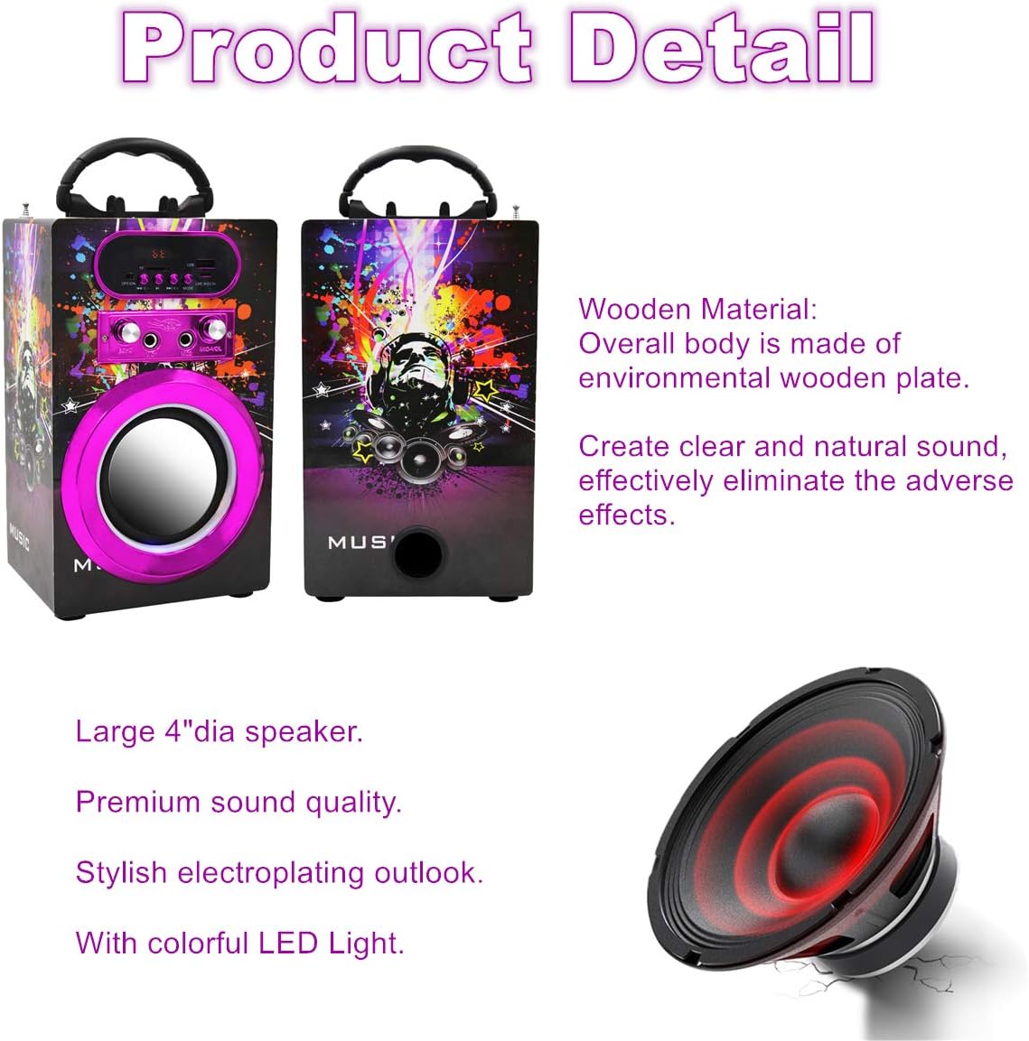 IndeCool Kids Bluetooth Karaoke Machine with 2 Microphones, Remote Control Wireless Karaoke Speaker Portable Karaoke Machine Music MP3 Player for Kids Adult Party Gift (Multicolored)