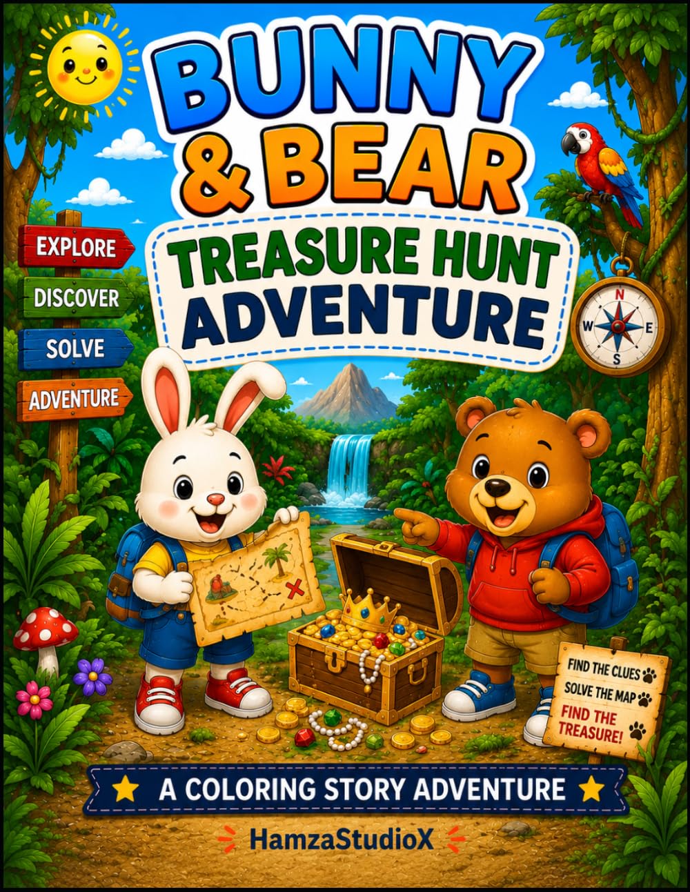 Bunny & Bear Treasure Hunt Adventure: A Fun Coloring Story About Treasure Maps, Discovery, and Adventure (Bunny & Bear Adventures)