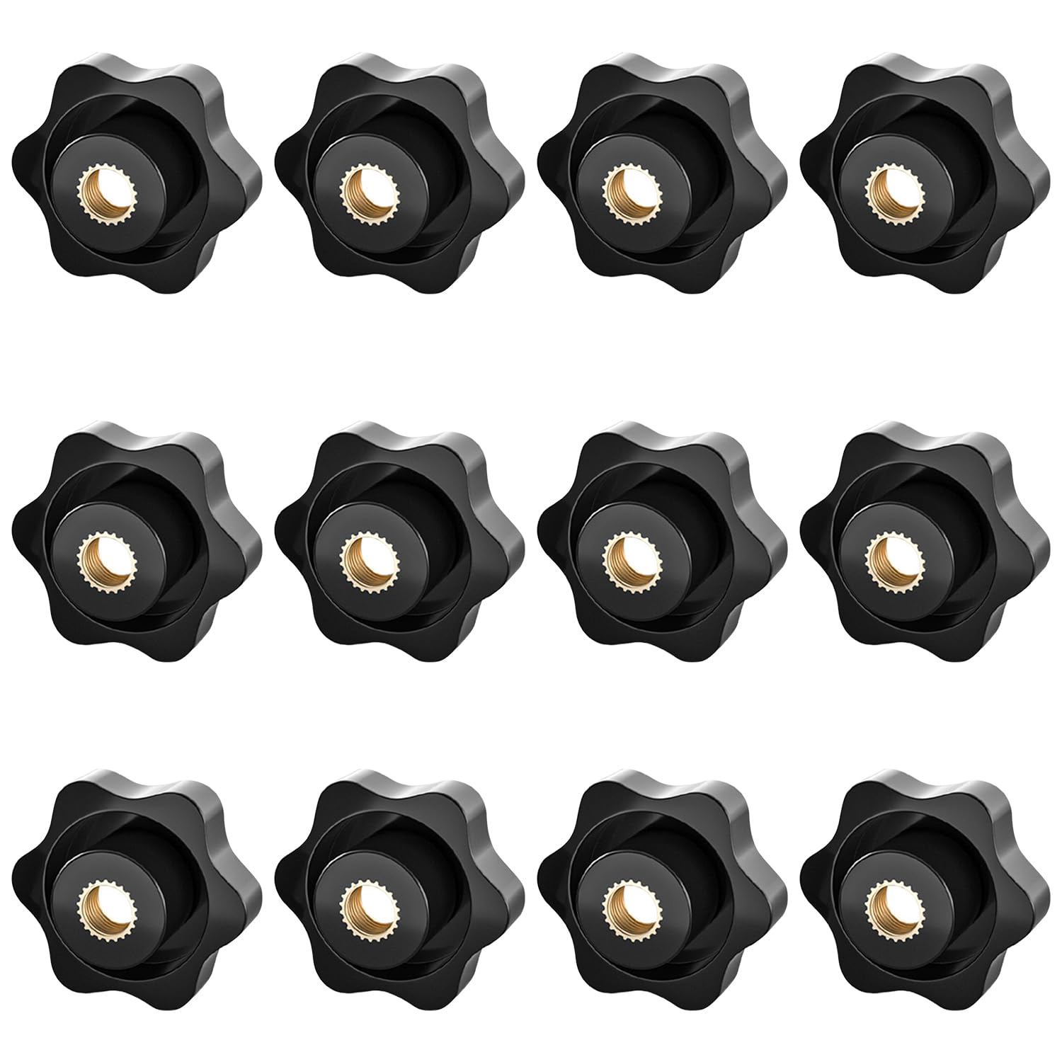 12 Pezzi M6 Manopola a Stella, 32mm Manopola di Serraggio a Stella Nera, Plastica Dado di Serraggio, Universale Manopole Maniglia con Filettatura Impugnatura, per Macchine Utensili, Mobili