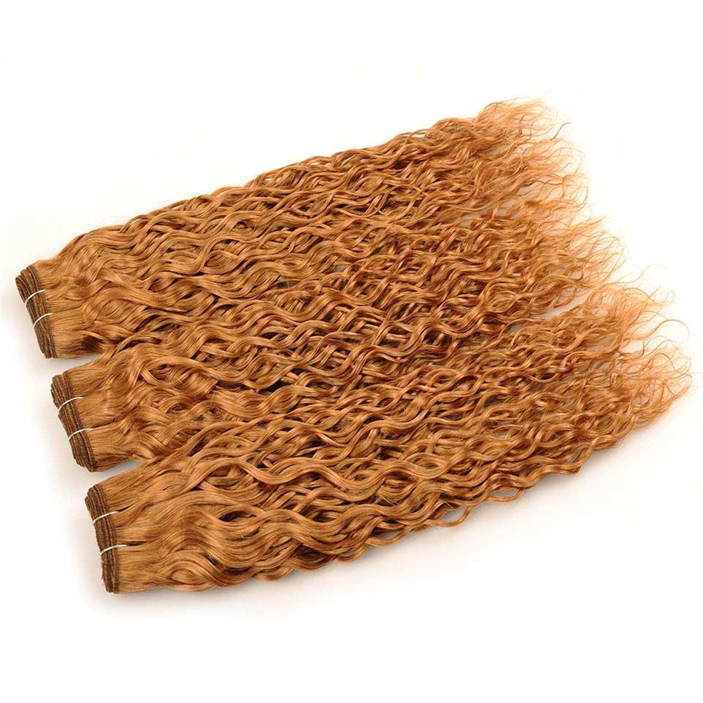 New Arrival Honey Blonde Virgin Hair Water Wave 3/4Pcs Strawberry Blonde Wet and Wavy Hair Wefts #27 Light Brown Human Hair Weave 3/4 Bundles Lot (18 18 18 18)