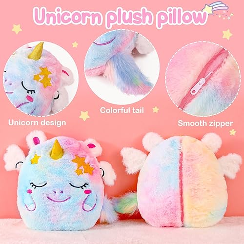 Miniatura 3 de G.C Juguetes de peluche de unicornio para niñas y niños, regalos de unicornio de teñido anudado, almohada 2 en 1 y capucha de felpa suave de