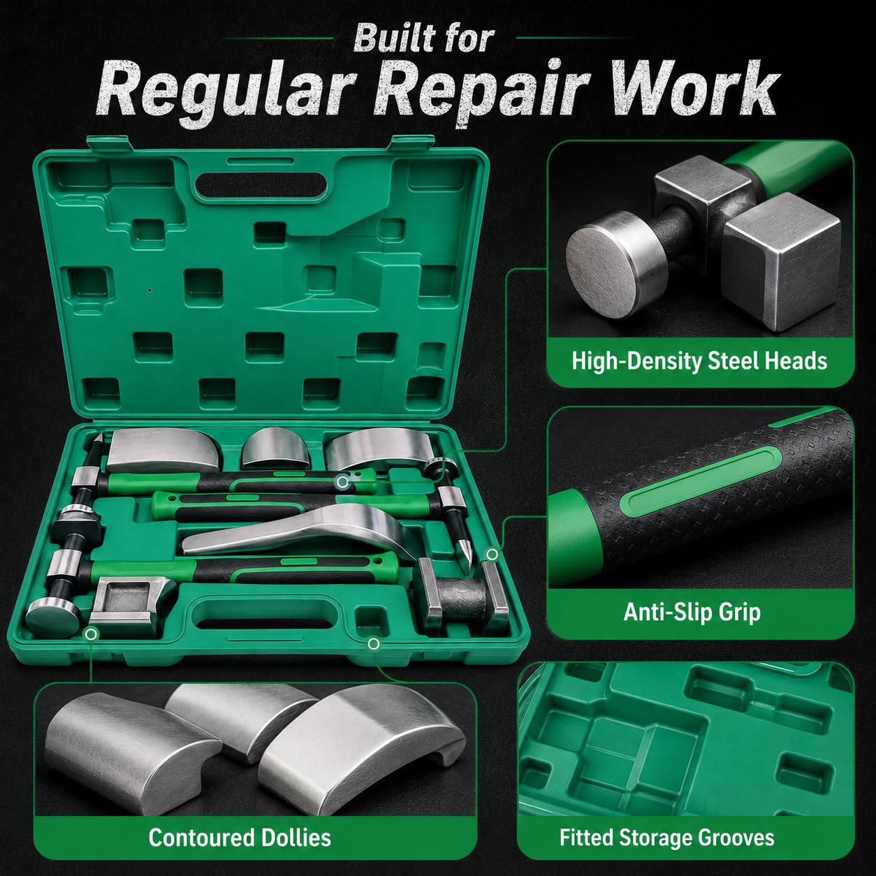 Auto Body Hammer Dolly Kit Dent Removal Sheet Metal Repair Tools