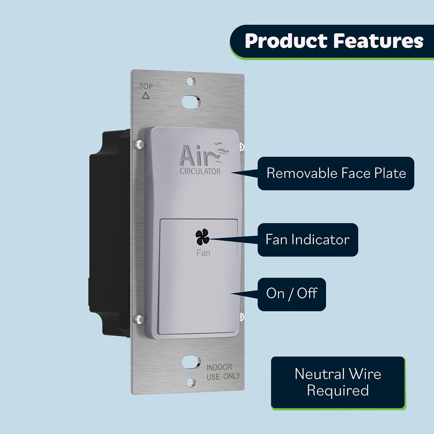 TOPGREENER Air Circulator Timer Swtich for Exhaust Fan, Silver image 2